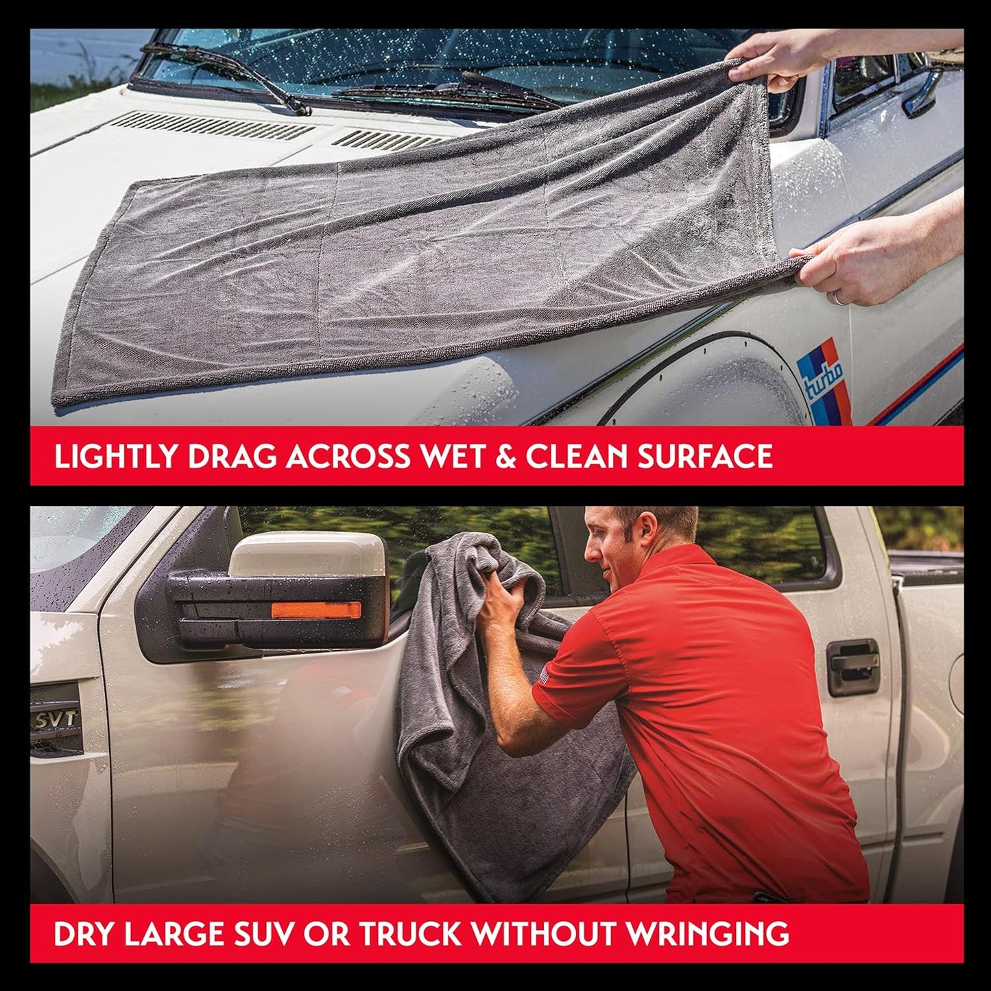 Extra-Large PFM Edgeless Microfiber Drying Towel for Car Wash and Detailing, Ideal for Suvs, Trucks, and Rvs, 29" X 36", 55596