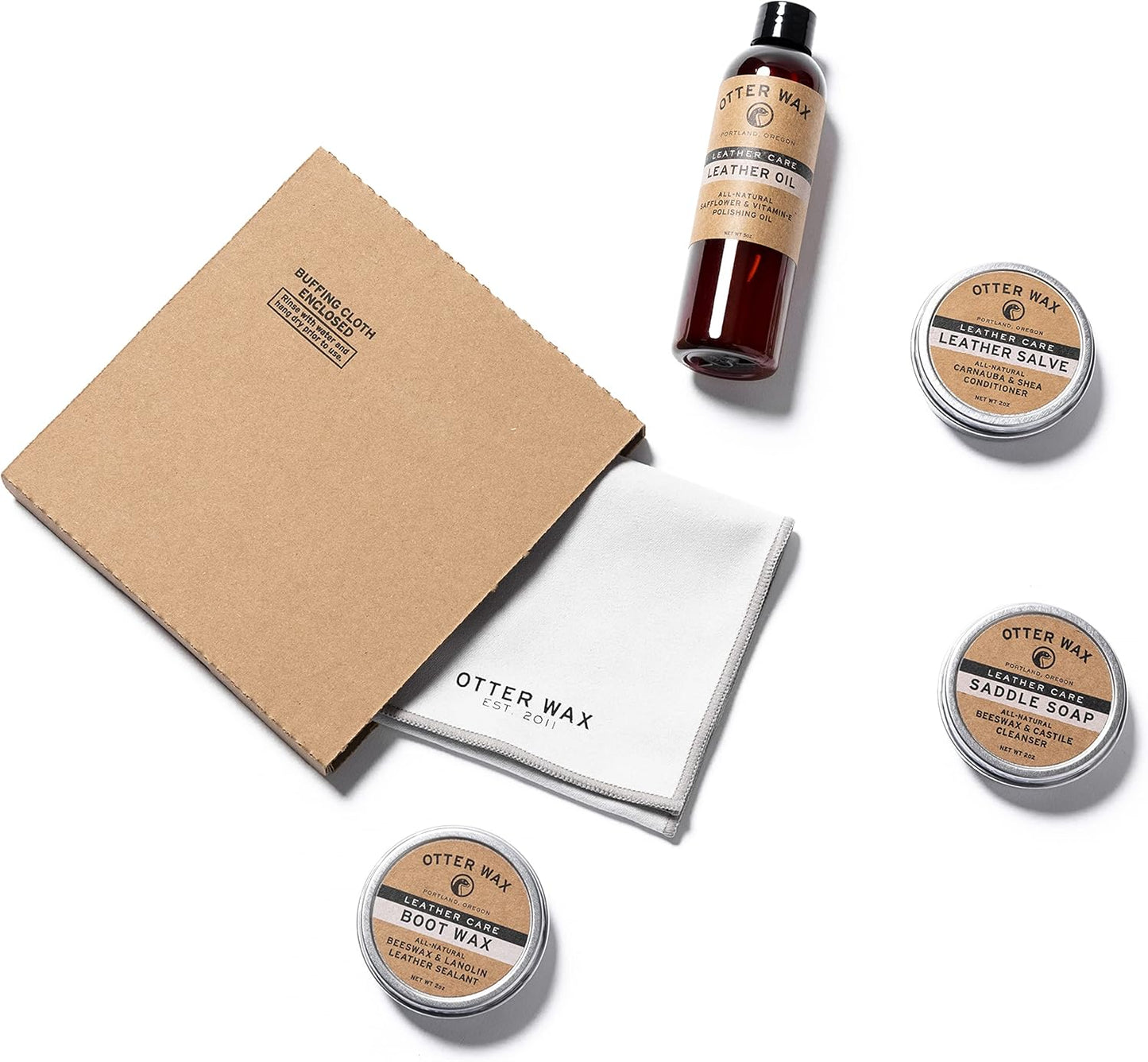 Leather Care Kit | 100% All-Natural Leather Care Products | Made in the USA | Includes Saddle Soap & Leather Salve | Color Safe | Ideal for Shoes, Boots, Jackets, Car Interiors