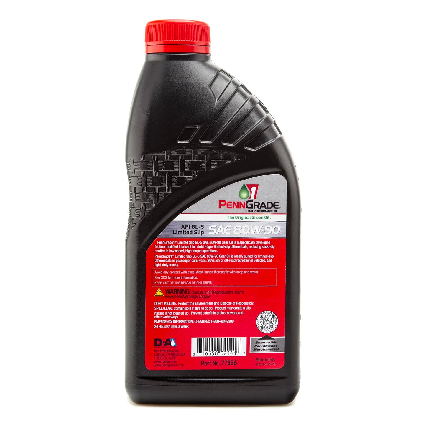 , 77326, Limited Slip GL-5 Gear Oil SAE 80W-90, 1 Quart (12 Pack)