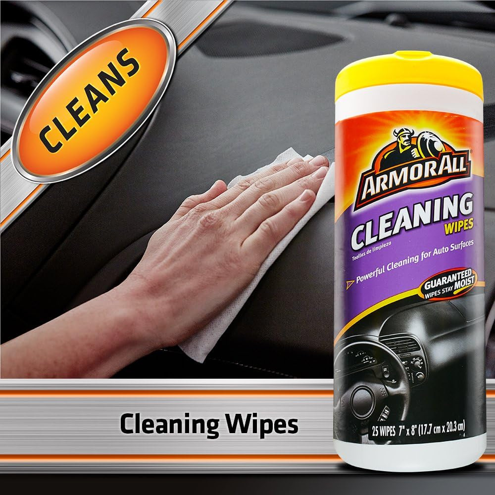 Car Cleaning and Leather Wipes - Interior Cleaner for Cars & Truck & Motorcycle, 25/20 Count (Pack of 2), 18761