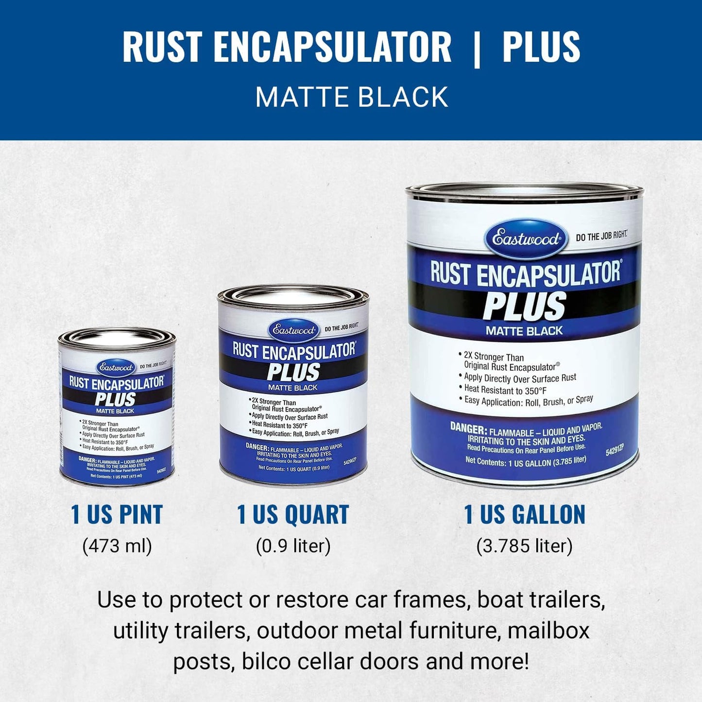 Matte Black Rust Encapsulator plus | Long Lasting Durable Finish 1 Coat Maximum Rust Protection | Heat Resistance up to 350 Degrees Fahrenheit | 1 Quart, Matte Black
