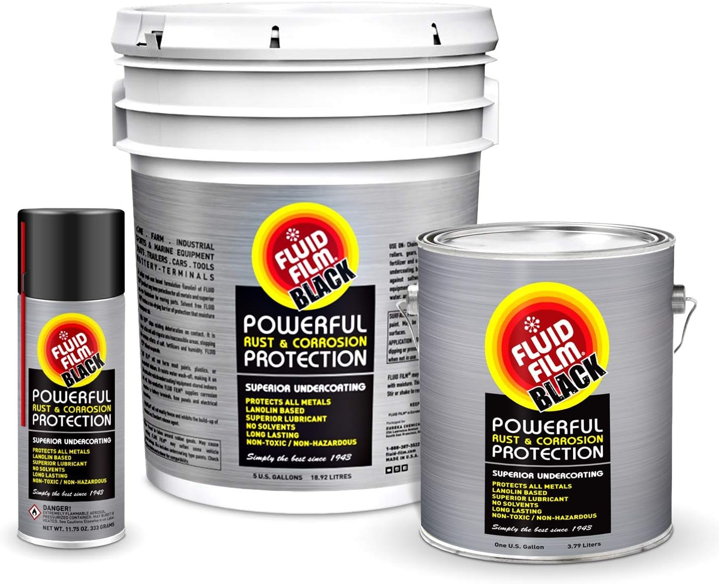 Black Non-Aerosol, Long Lasting Corrosion, Penetrant & Lubricant, Anti-Rust Coating, Protects All Metals in Marine and Undercoating in Automotive & Snow-Handling Vehicles, 1 Gallon