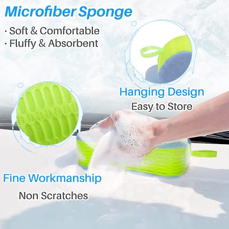 5 Pcs Car Detailing Tools Interior Car Wash Towel Microfiber Car Wash Sponge Mitt Set Scratch Free Premium for Air Vents Dashboard