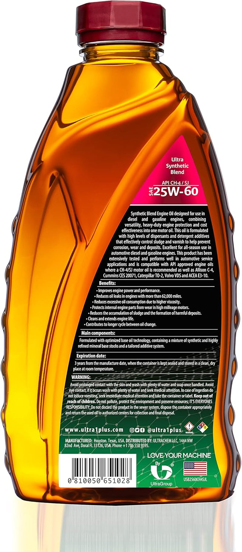 SAE 25W-60 High Mileage Heavy-Duty Synthetic Blend Motor Oil, API CH-4/SJ (Liter) (1)