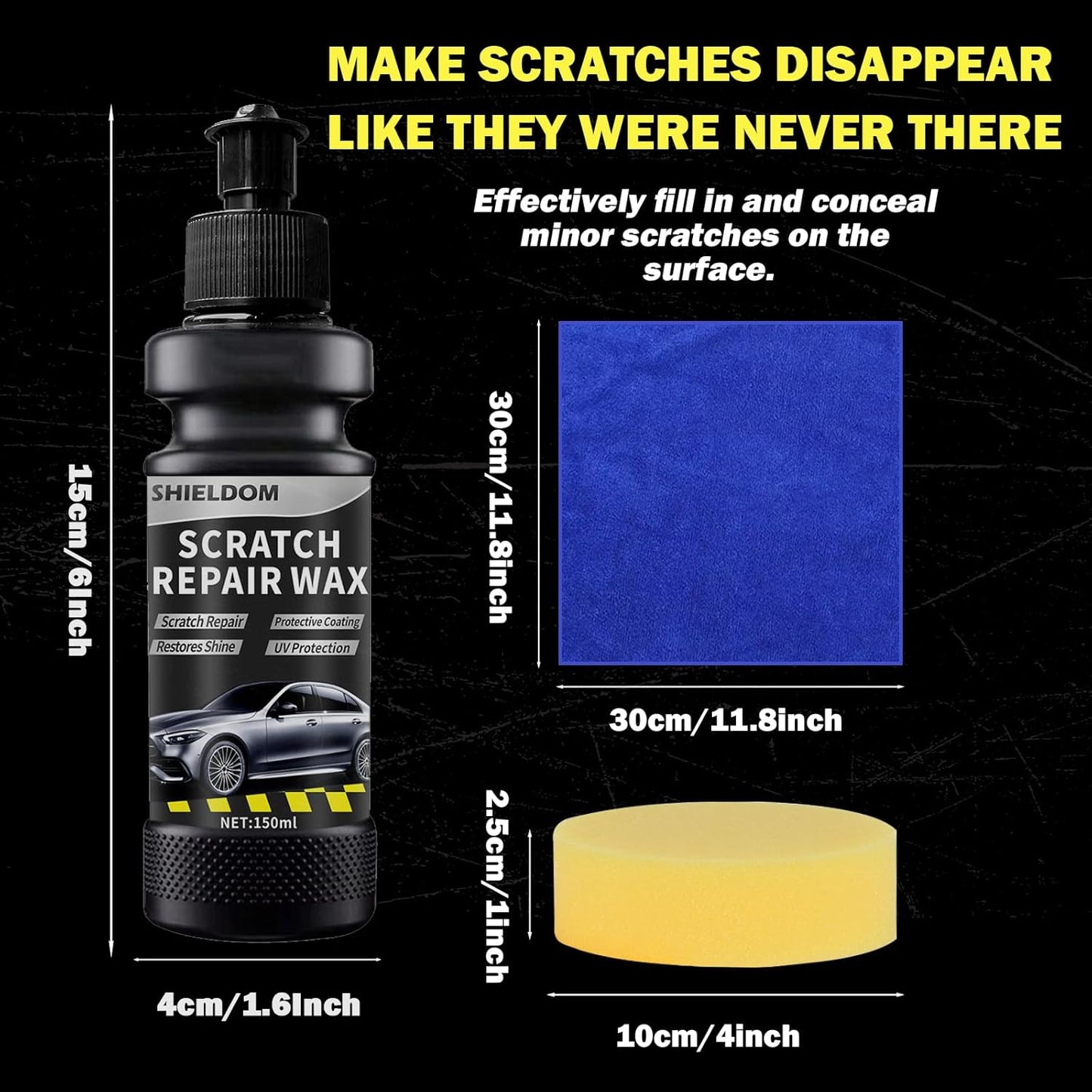 Car Scratch Remover for Vehicles Auto Paint Swirls & Scuff Removal Polishing Compound to Repair Scratches with Buffer Pad and Towel Works on Cars, Trucks, Suvs, Rvs & More -5Oz/150Ml