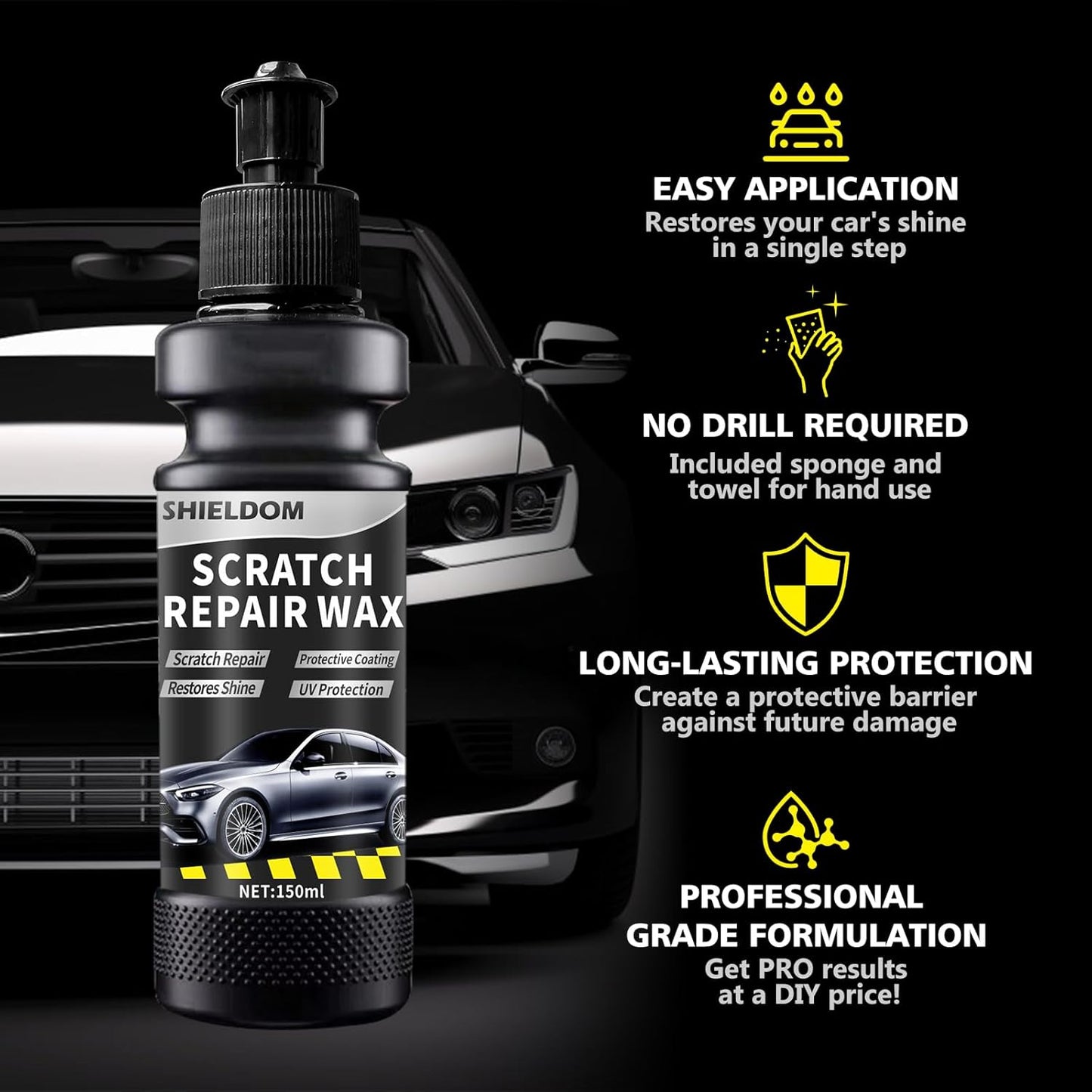 Car Scratch Remover for Vehicles Auto Paint Swirls & Scuff Removal Polishing Compound to Repair Scratches with Buffer Pad and Towel Works on Cars, Trucks, Suvs, Rvs & More -5Oz/150Ml