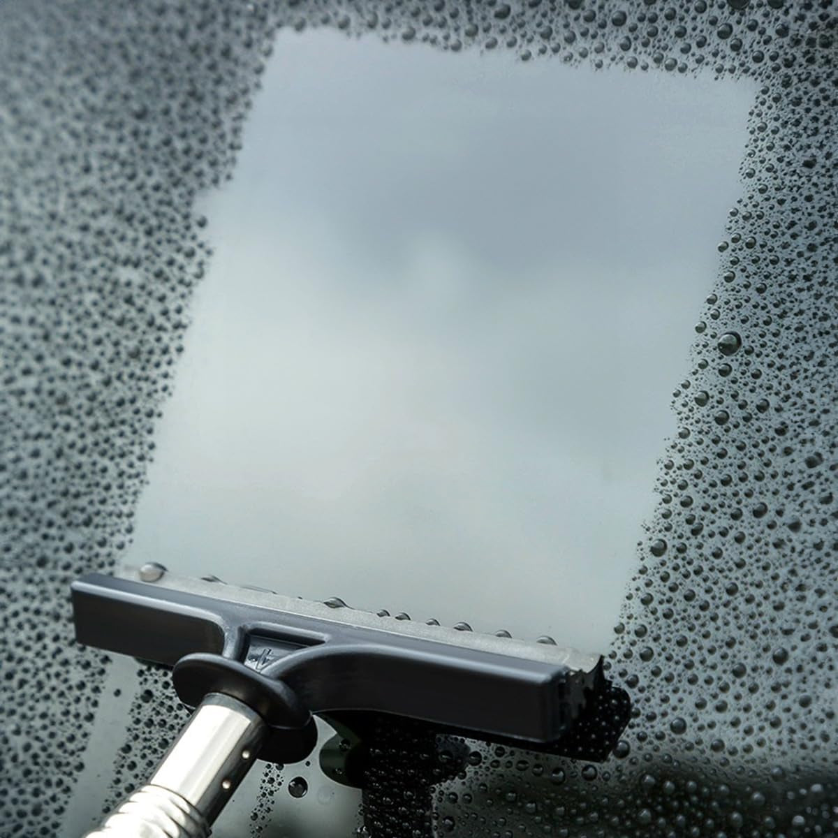 Car Rearview Mirror Wiper, Telescopic Auto Mirror Squeegee Cleaner, Glass Mist Cleaning Tool with Retractable 98Cm Handle, Portable Car Windows Water Removal (Black)