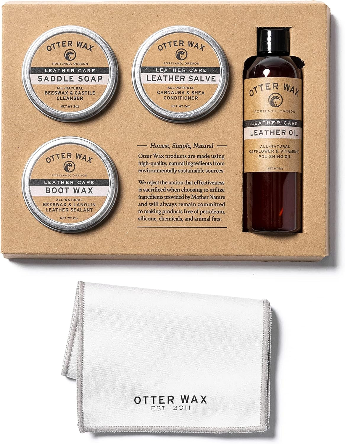 Leather Care Kit | 100% All-Natural Leather Care Products | Made in the USA | Includes Saddle Soap & Leather Salve | Color Safe | Ideal for Shoes, Boots, Jackets, Car Interiors