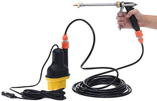 12V Portable High Pressure Power Electri Car Wash Water Pump Cleaner Sprayer Kit-Stainless Steel