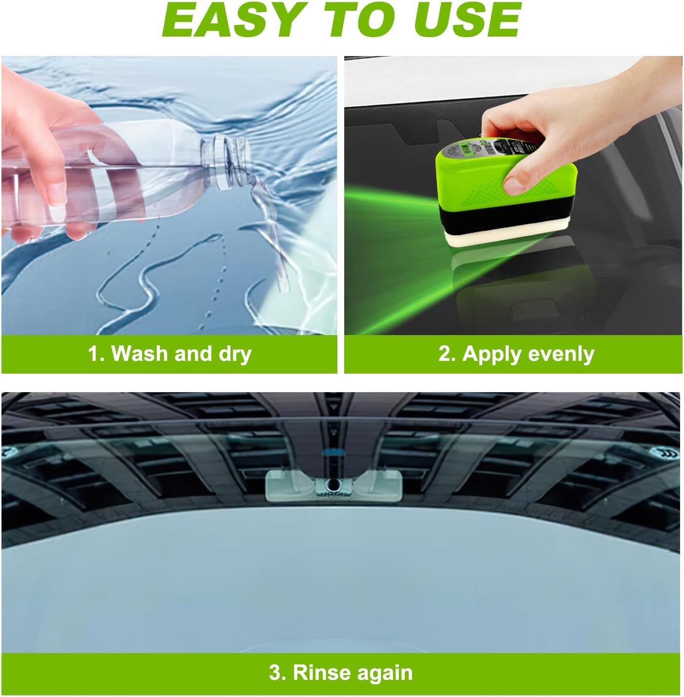 Upgrade Automotive Oil Film Cleaning Brush, New 2.0 Green Oil Film Wipe, Glass Cleaning Board for Windshield, Glass Oil Film Remover Brush for Car, Prevents Rain and Fog Cleaning Glass Brush