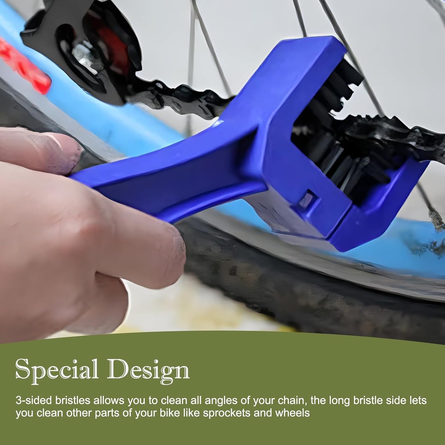 2 PCS Car Detail Brush, ABS Engineering Plastic Concave Brush Head Double-Head Design Chain Crankset Ceaning Brush, Portable Accessory, for Cars, Motorcycles, Mountain Bikes (Black & Red)