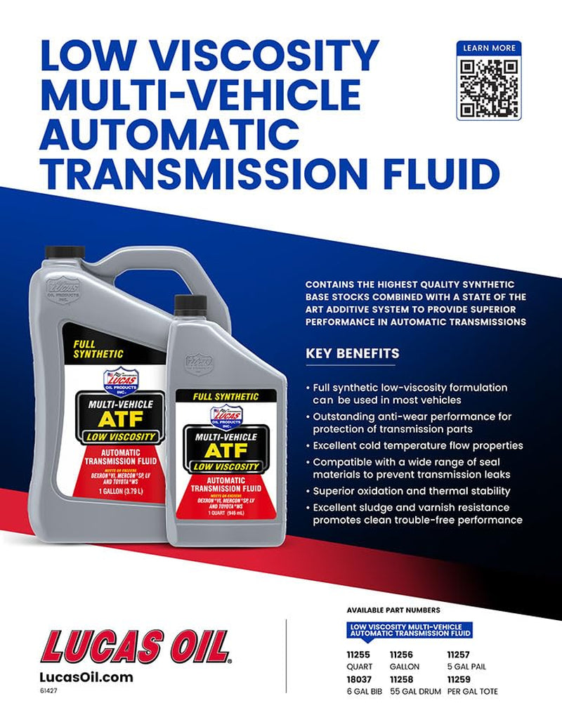 11255 Low Viscosity Synthetic Multi-Vehicle Automatic Transmission Fluid - 1 Quart (Pack of 6)
