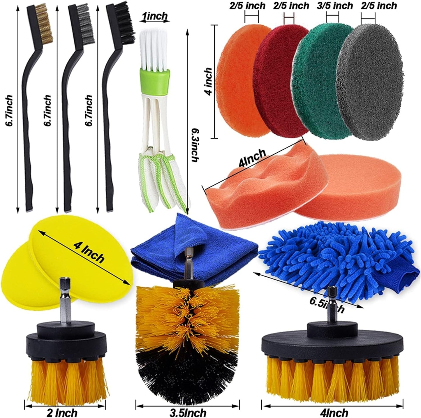 Polishing Pad 30Pcs Detailing Brush Set Power Scrubber Drill Brush Car Detail Brush for Air Vents Car Polish Pad for Glass Tire Rim Cleaning High Chemical Resistance and Durability Perfor