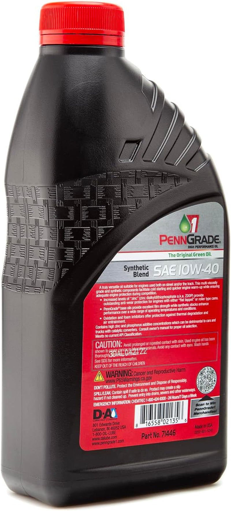 , 71446, Synthetic Blend High Performance Oil SAE 10W-40, 1 Quart
