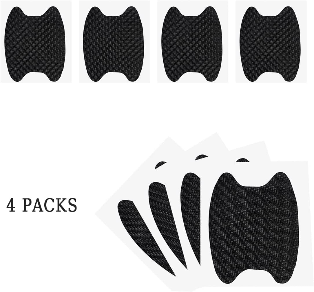 4PCS Sticker, Carbon Fiber Anti-Scratches Car Door Cup Protector, Non-Marking Auto Door Handle Protective Film, Universal for Most Car Handles (Black/4Pcs)