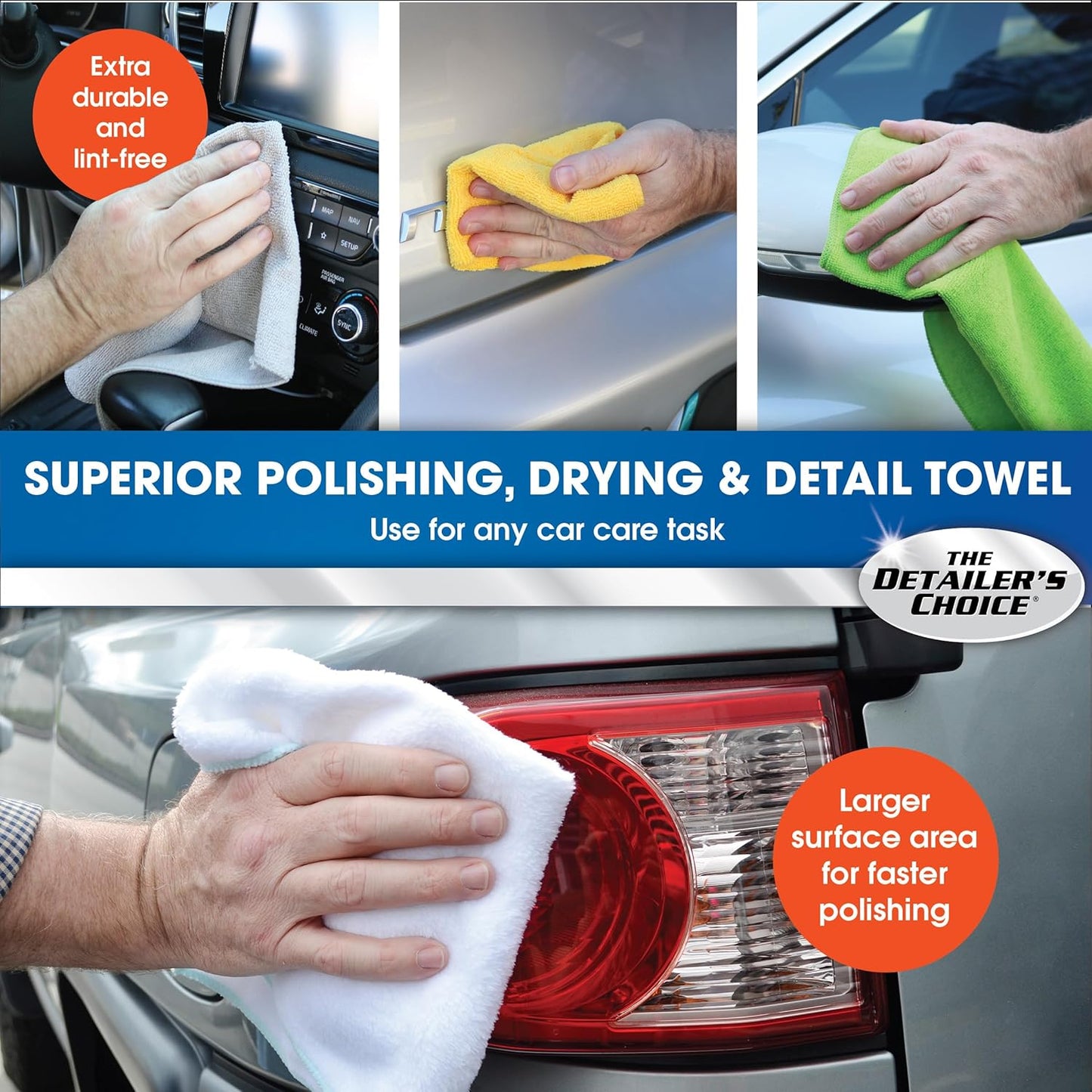 FEK40006 9Pcs Car Cleaning Kit, Includes 1Pc Handheld Vacuum, 1Pc Car Cleaning Gel, 7Pc the Detailer'S Choice Microfiber Towels for Interior and Exterior Detail Cleaning