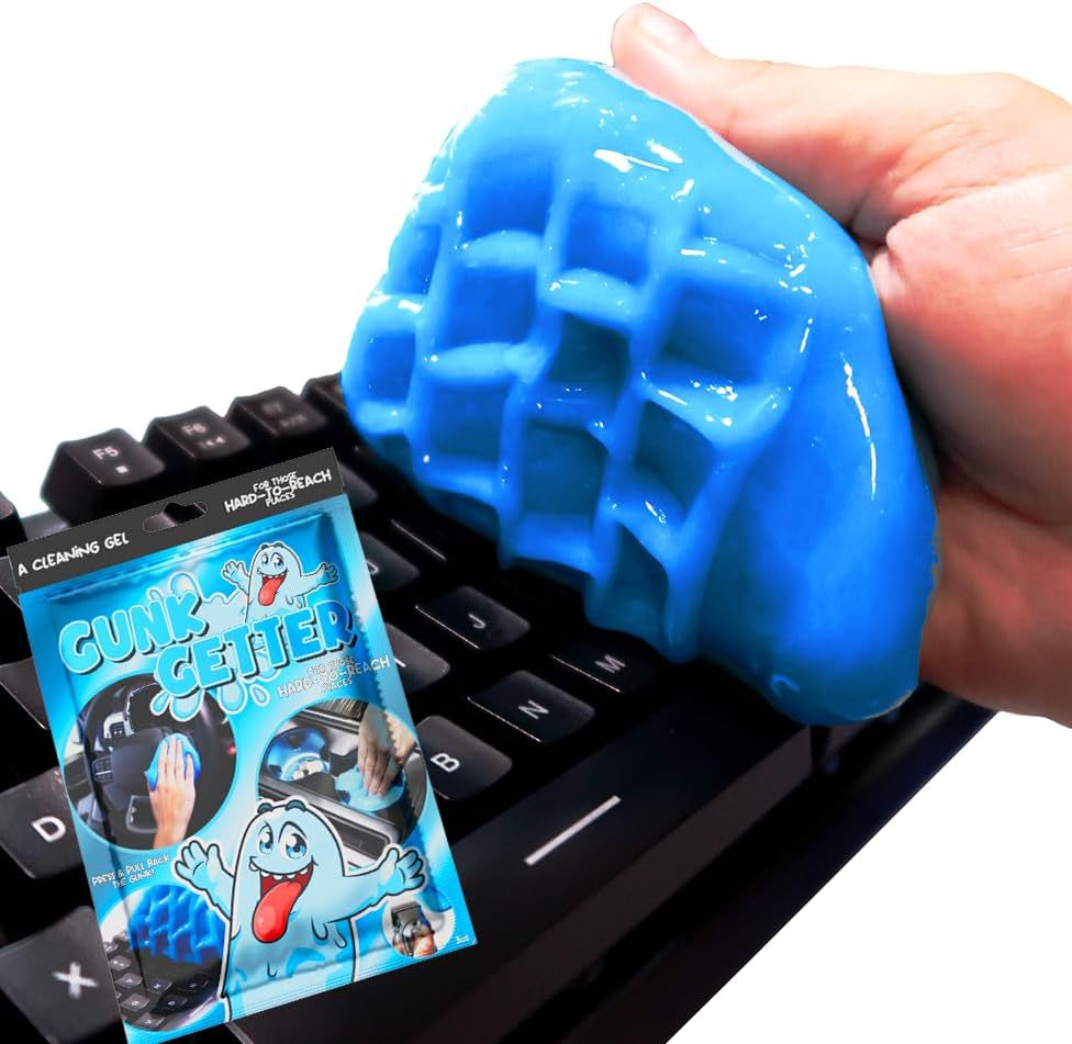 , Cleaning Gel for Those Hard to Reach Places, Automotive Cup Holder Electronic Keyboard Office, Slime Gel Cleaner Dust Crumb Removal (Resealable Pouch, Blue, 3Oz)