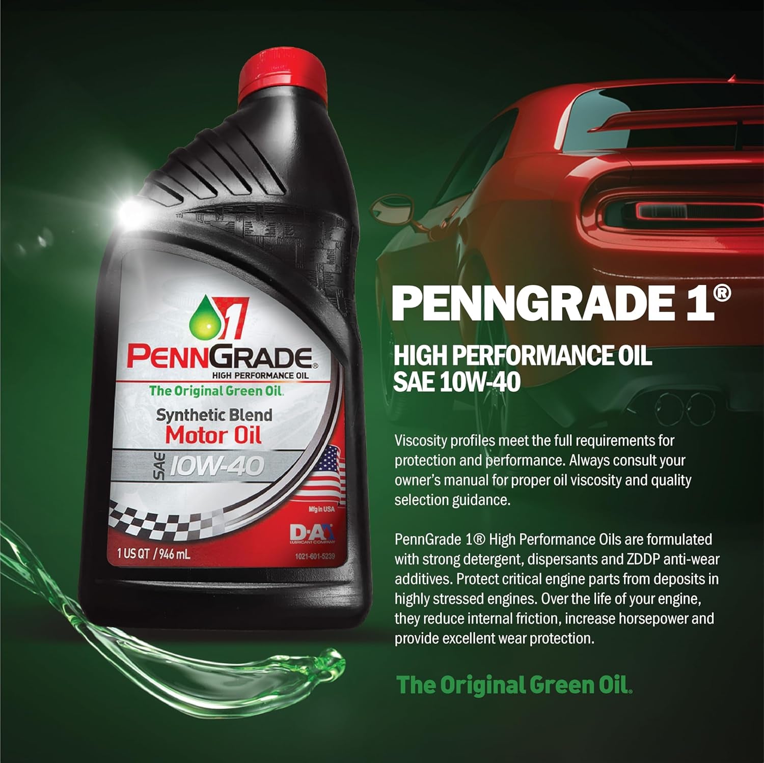 , 71446, Synthetic Blend High Performance Oil SAE 10W-40, 1 Quart
