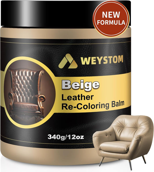 Leather Recoloring Balm, 12Oz Large Size Leather Dye, Color Restorer, Scratch Repair, Furniture & Couch Restorer Kit, Repair Kit for Furniture(Beige)