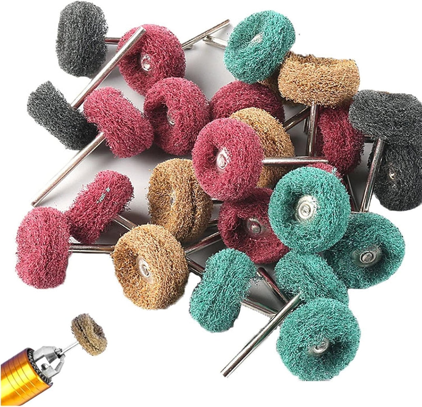 Polishing Pad 10Pcs Nylon Fiber Abrasive Brush Scouring Pad 3Mm Shank Grinding Sanding Head Buffing Polishing Wheel High Chemical Resistance and Durability Performanc