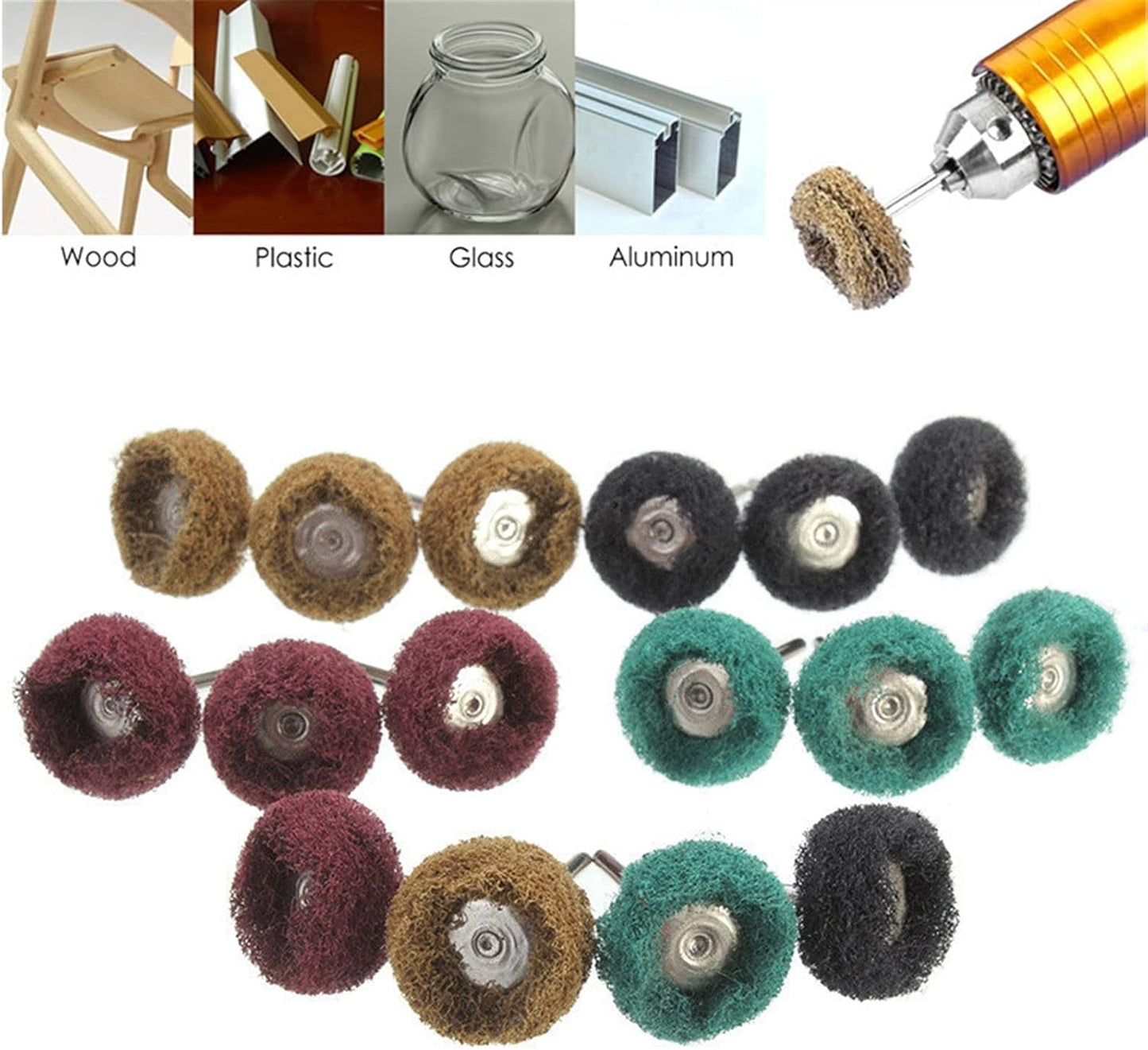 Polishing Pad 10Pcs Nylon Fiber Abrasive Brush Scouring Pad 3Mm Shank Grinding Sanding Head Buffing Polishing Wheel High Chemical Resistance and Durability Performanc