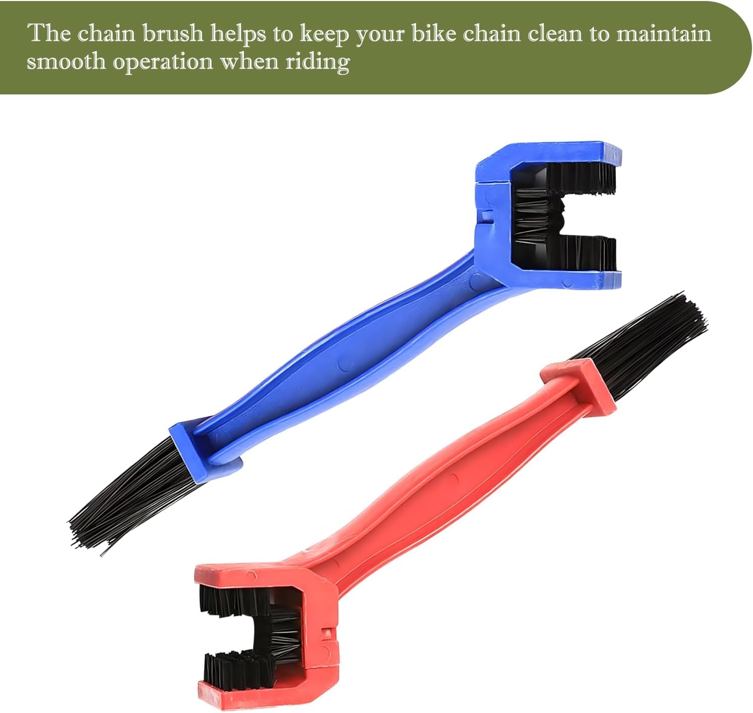 2 PCS Car Detail Brush, ABS Engineering Plastic Concave Brush Head Double-Head Design Chain Crankset Ceaning Brush, Portable Accessory, for Cars, Motorcycles, Mountain Bikes (Black & Red)