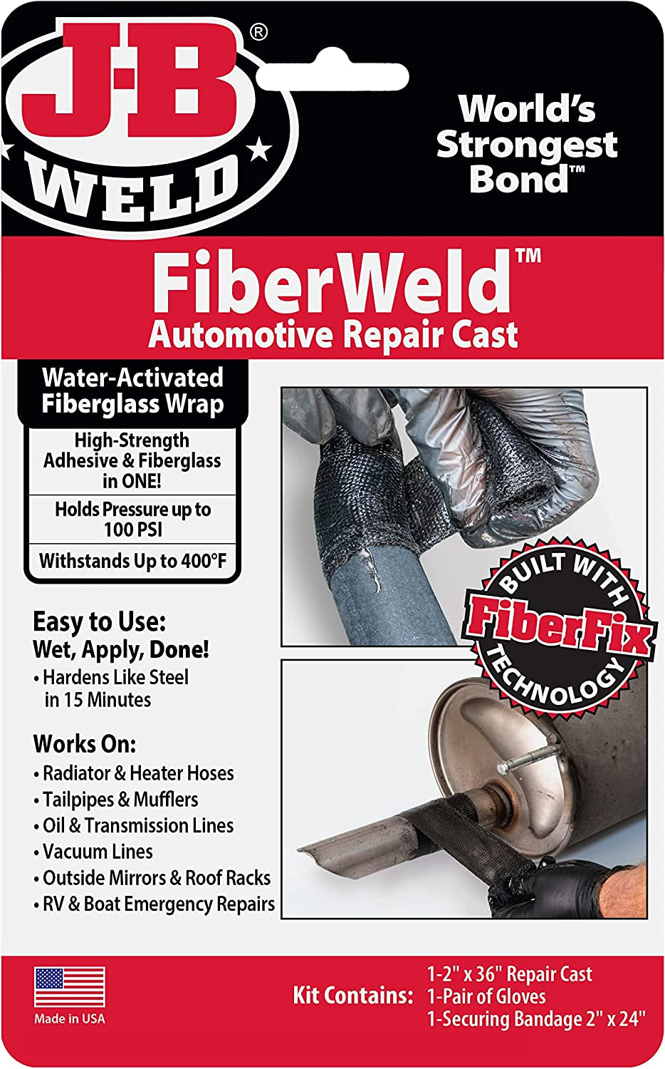 38237 Fiberweld 2 In. W X 36 In. L Automotive Repair Cast Kit, Black