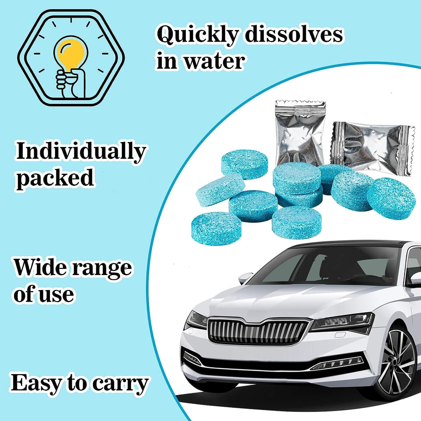 Car Windshield Washer Tablets - Washer Fluid Tablets Glass Cleaner Concentrate Car Windshield Wiper Fluid Car Windshield Cleaner Automotive Glass Cleaner