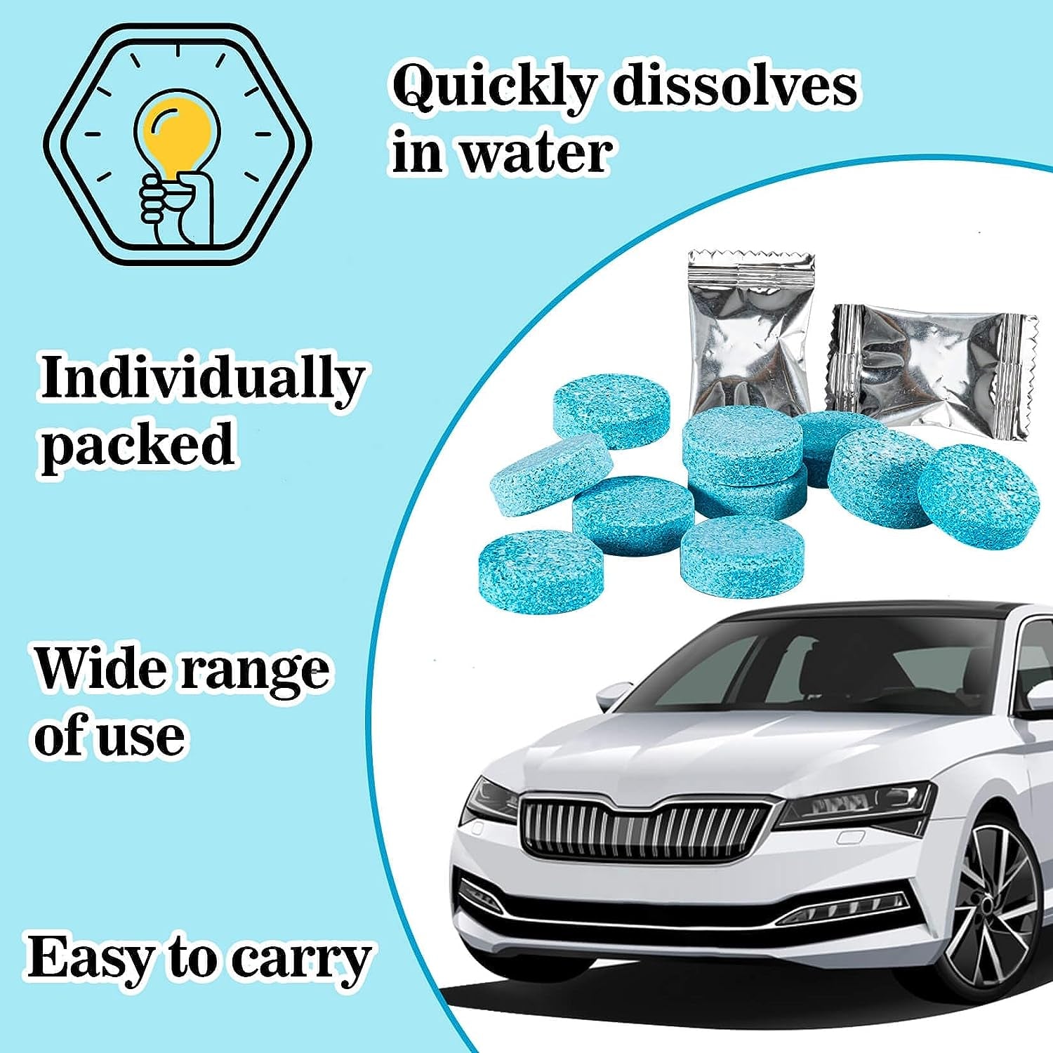 Car Windshield Washer Tablets - Washer Fluid Tablets Glass Cleaner Concentrate Car Windshield Wiper Fluid Car Windshield Cleaner Automotive Glass Cleaner