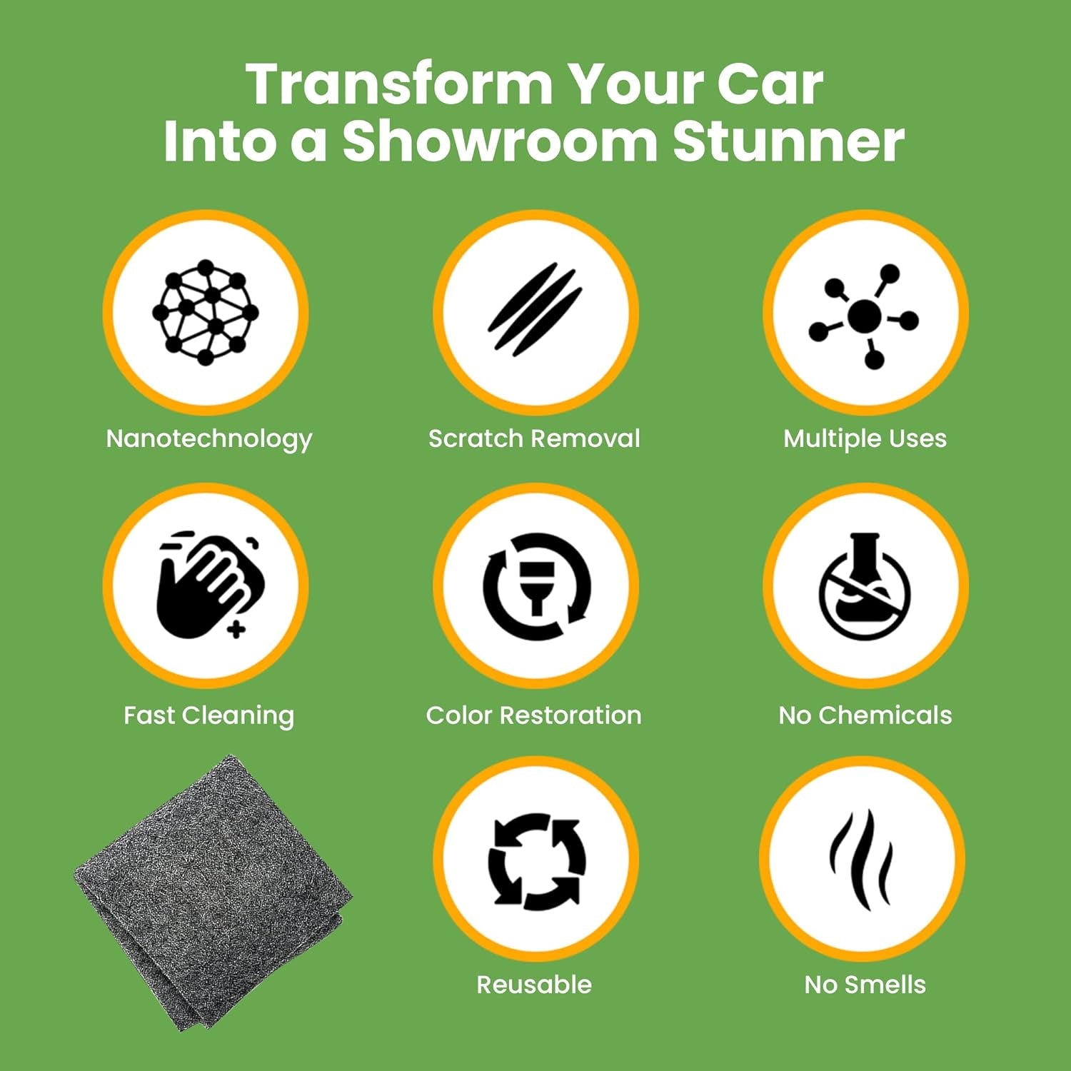 Breathe Green Nano Sparkle Cloth Car Scratch Remover, Advanced Nanotechnology, Nanosparkle Cloth for Car Scratches Reusable Repair and Buffer Safe for All Cars and Colors