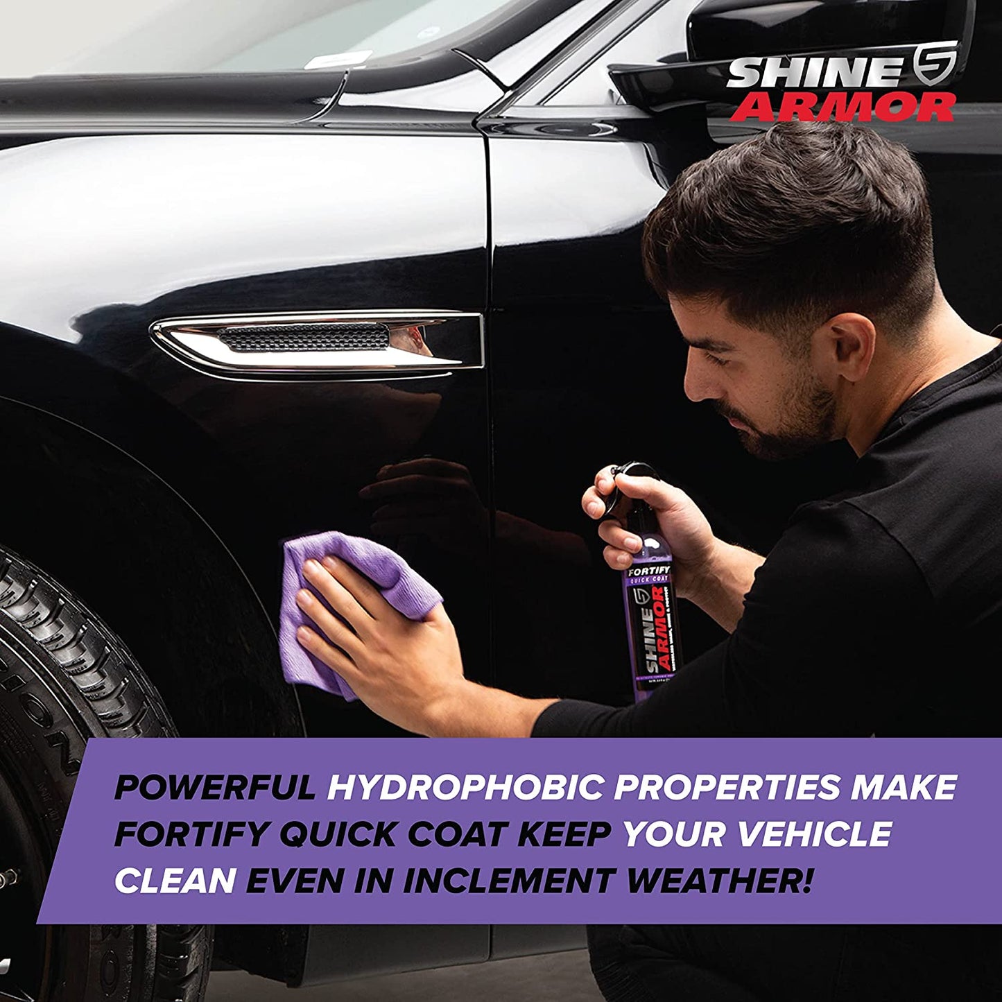Fortify Quick Coat – 3-In-1 Ceramic Coating Spray (8Oz) | Waterless Wash, Shine & Protection | Streak-Free, Hydrophobic Car Wax for Paint & Trim