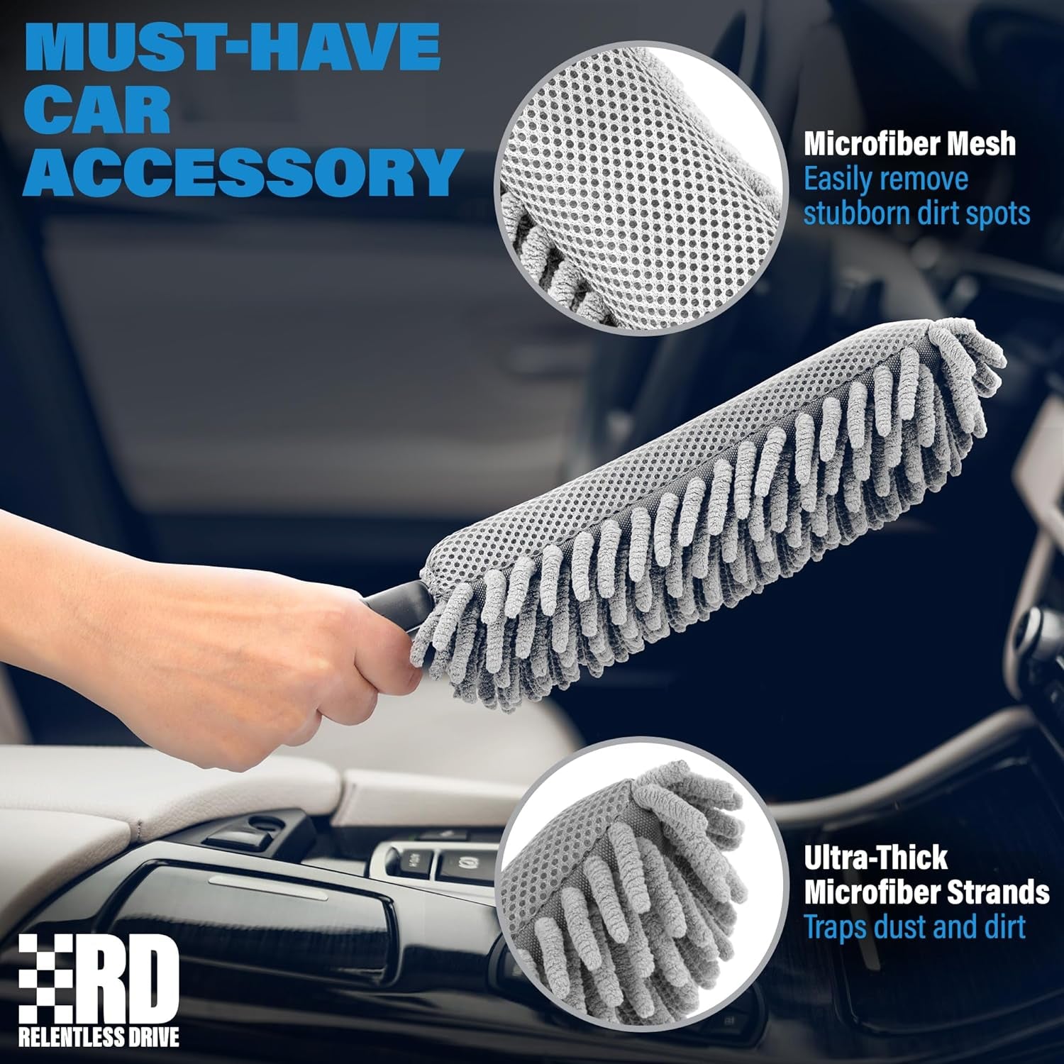 Interior Car Cleaner Duster Brush (Lint & Scratch Free) Car Accessories for Women