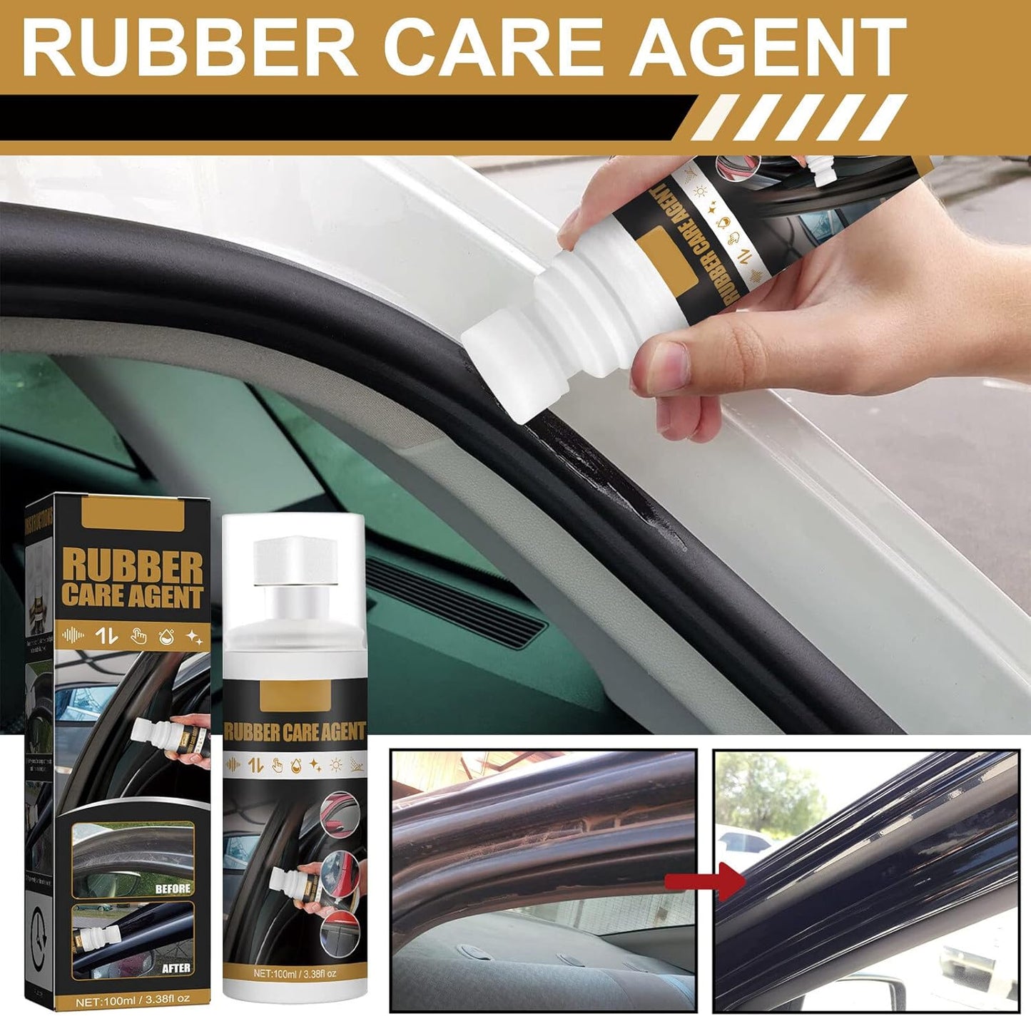 Car Rubber Care,100Ml Rubber Gloss Plastic Care Rubber Conditioner Coating Paste Maintenance Car Interior Cleaner and Care
