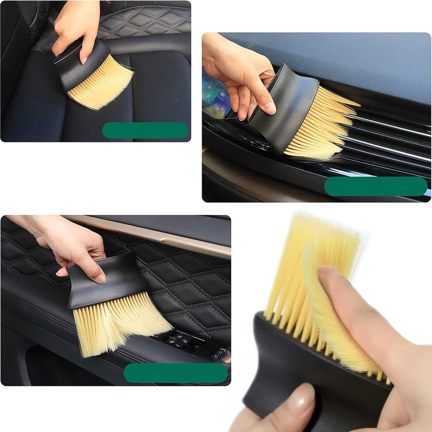 Auto Interior Dust Brush, Car Cleaning Brushes Duster, Soft Bristles Detailing Brush Dusting Tool for Automotive Dashboard Interior, Exterior, Skylight, Leather Yellow