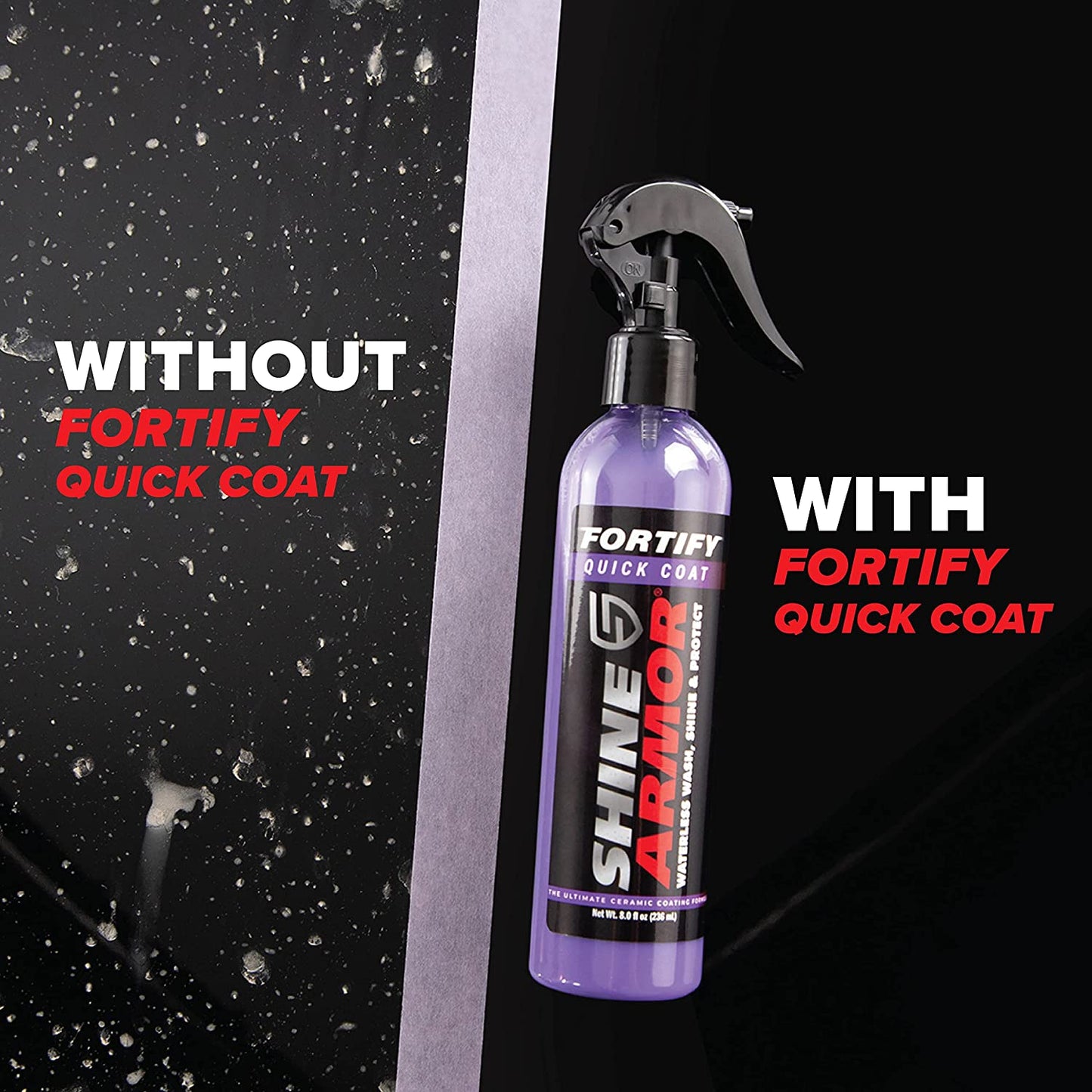 Fortify Quick Coat – 3-In-1 Ceramic Coating Spray (8Oz) | Waterless Wash, Shine & Protection | Streak-Free, Hydrophobic Car Wax for Paint & Trim