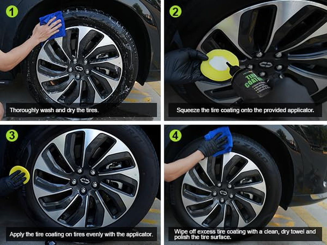 Glass Care Kit,Ceramic Coating for Glass,Hydrophobic Sio2 Windshield Coating,User Friendly Ceramic Tire Coating,Shine Tire Dressing,Tire Coat Spray Safe on Rubber,Vinyl and Plastic
