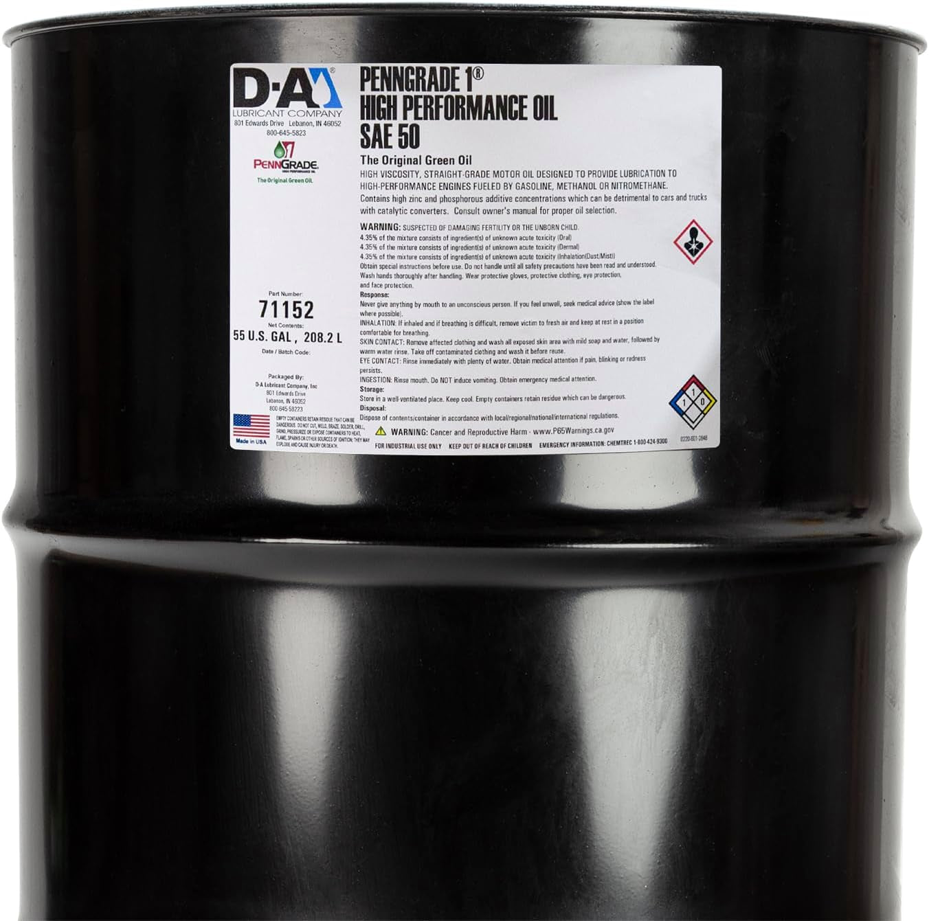 , 71152, Monograde High Performance Oil SAE 50, 55 Gallon Drum