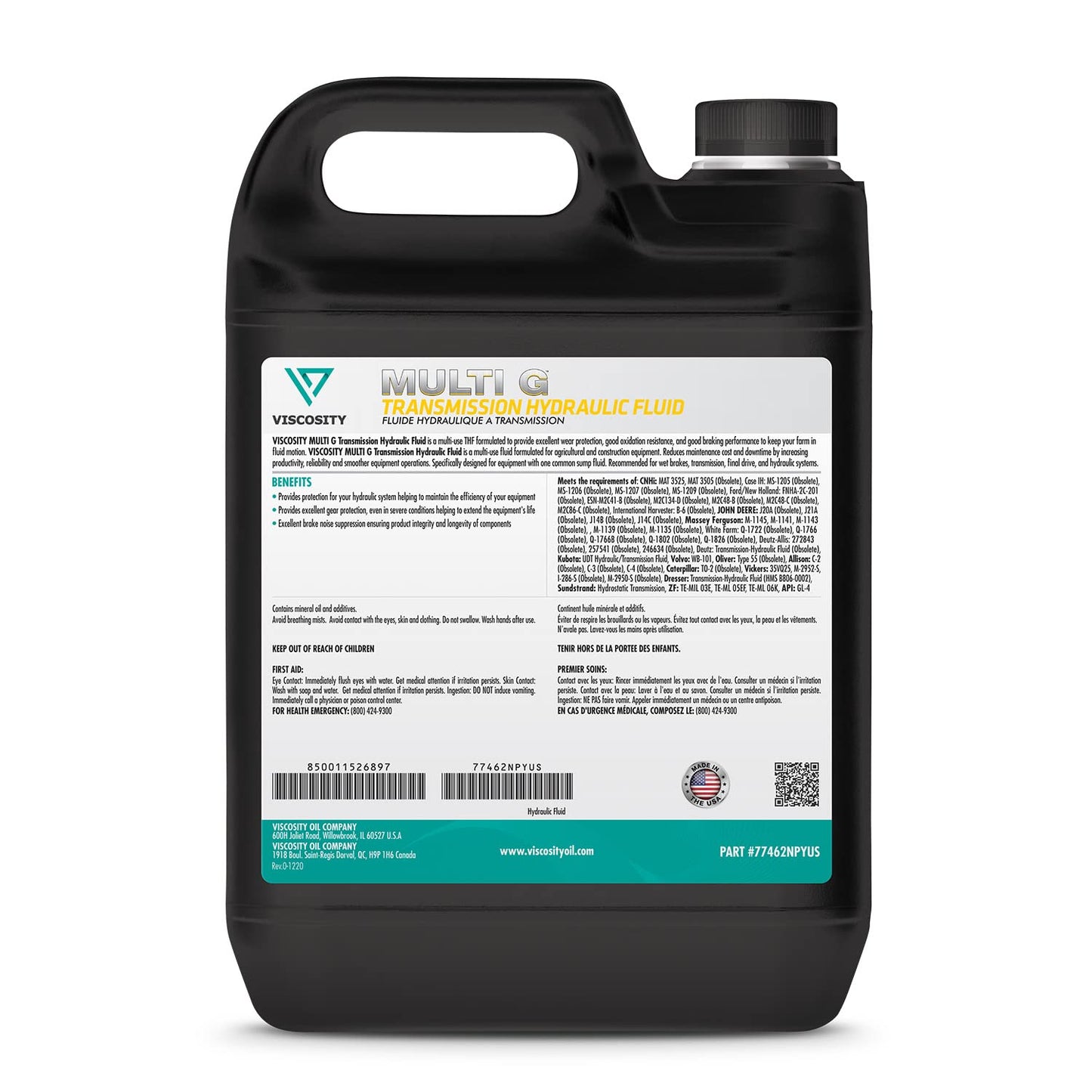 Multi G Transmission Hydraulic Fluid - Compatible with Mahindra, Mccormick Tractors - 2.5 Gallons - 77462NPYUS