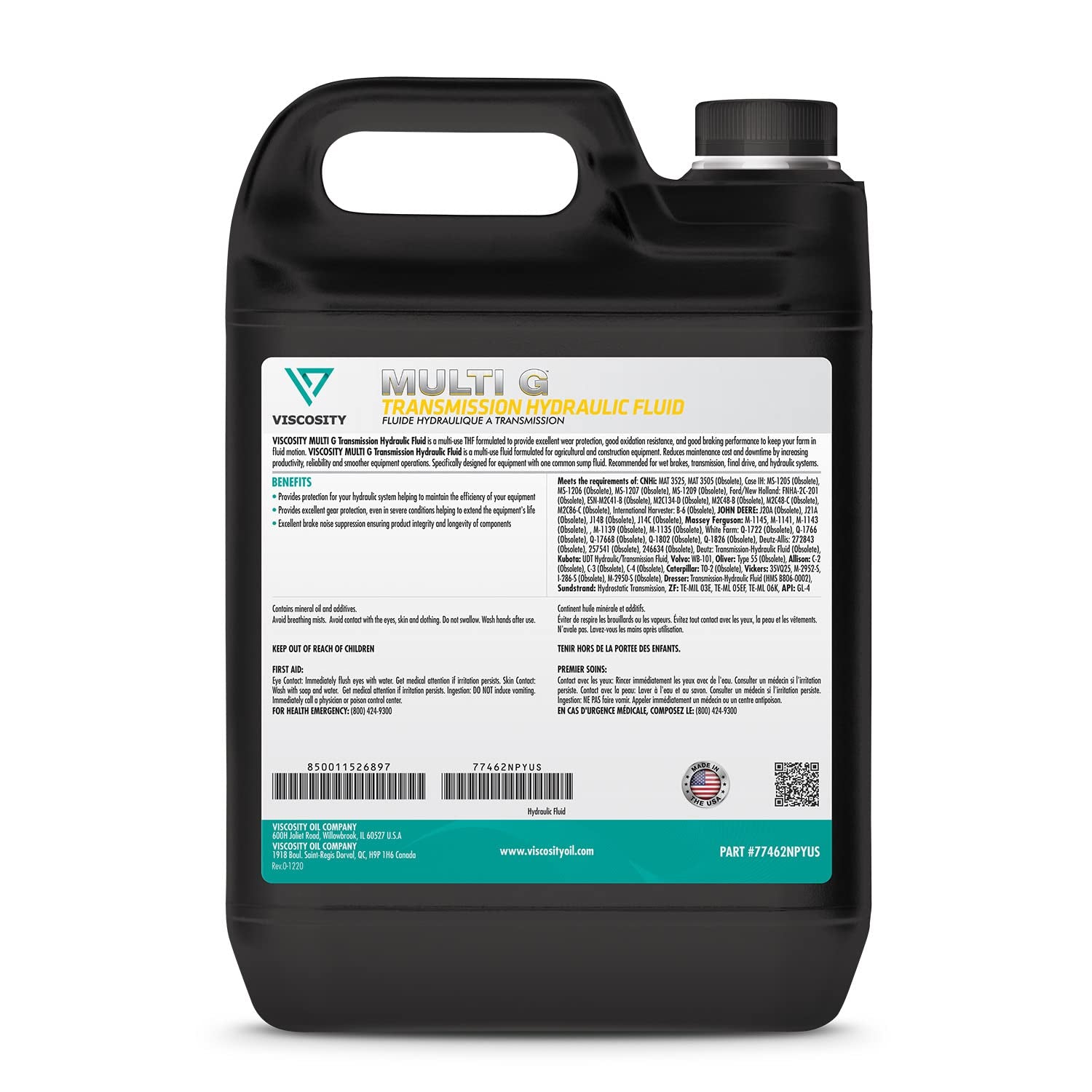 Multi G Transmission Hydraulic Fluid - Compatible with Mahindra, Mccormick Tractors - 2.5 Gallons - 77462NPYUS