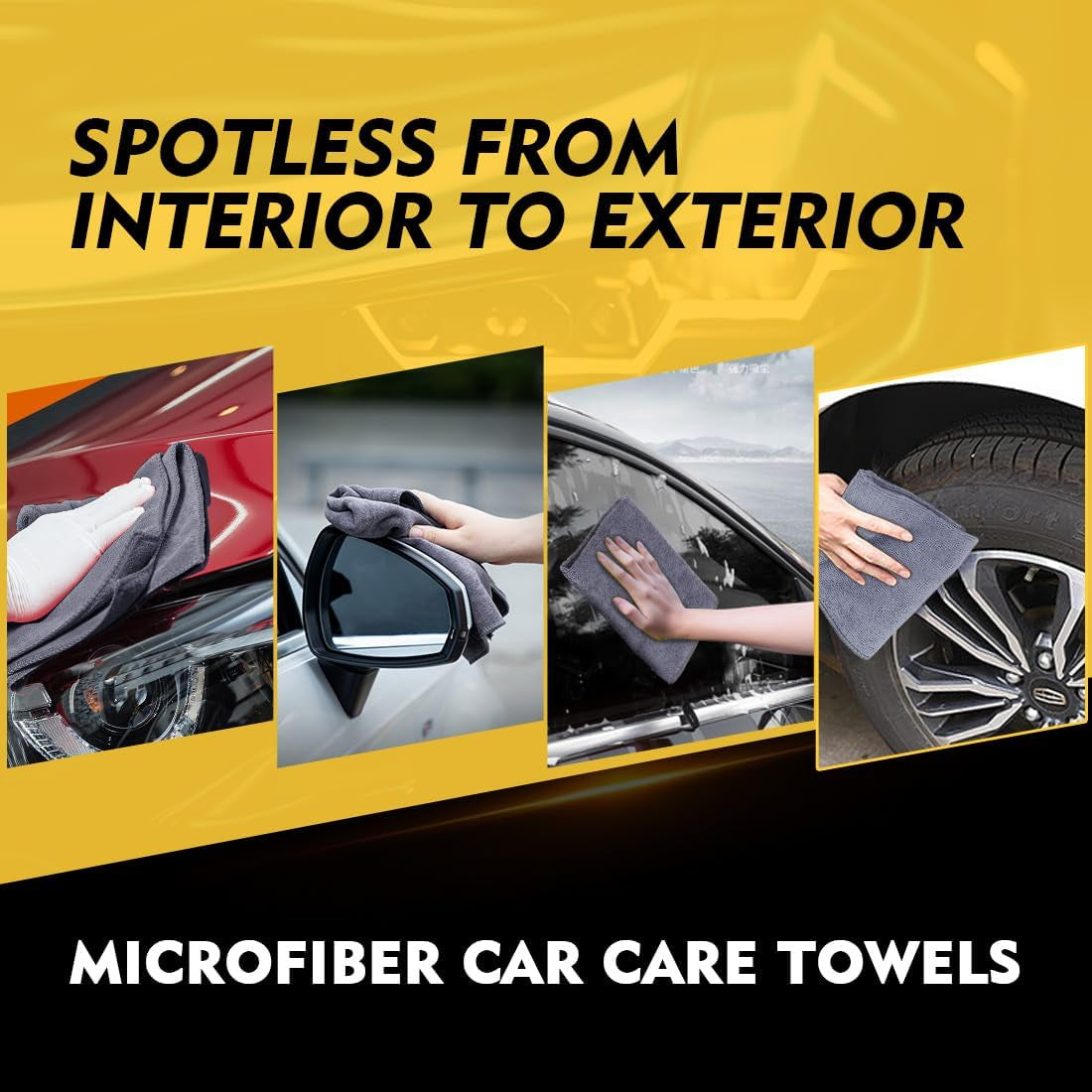 Microfiber Cleaning Cloth 12 Pack, 12.5 X 12.5 Inch Microfiber Towels for Cars, Ultra Absorbent Car Washing Cloth, Lint Free Streak Free Cleaning Rags for Car, Kitchen, and Window (Grey)
