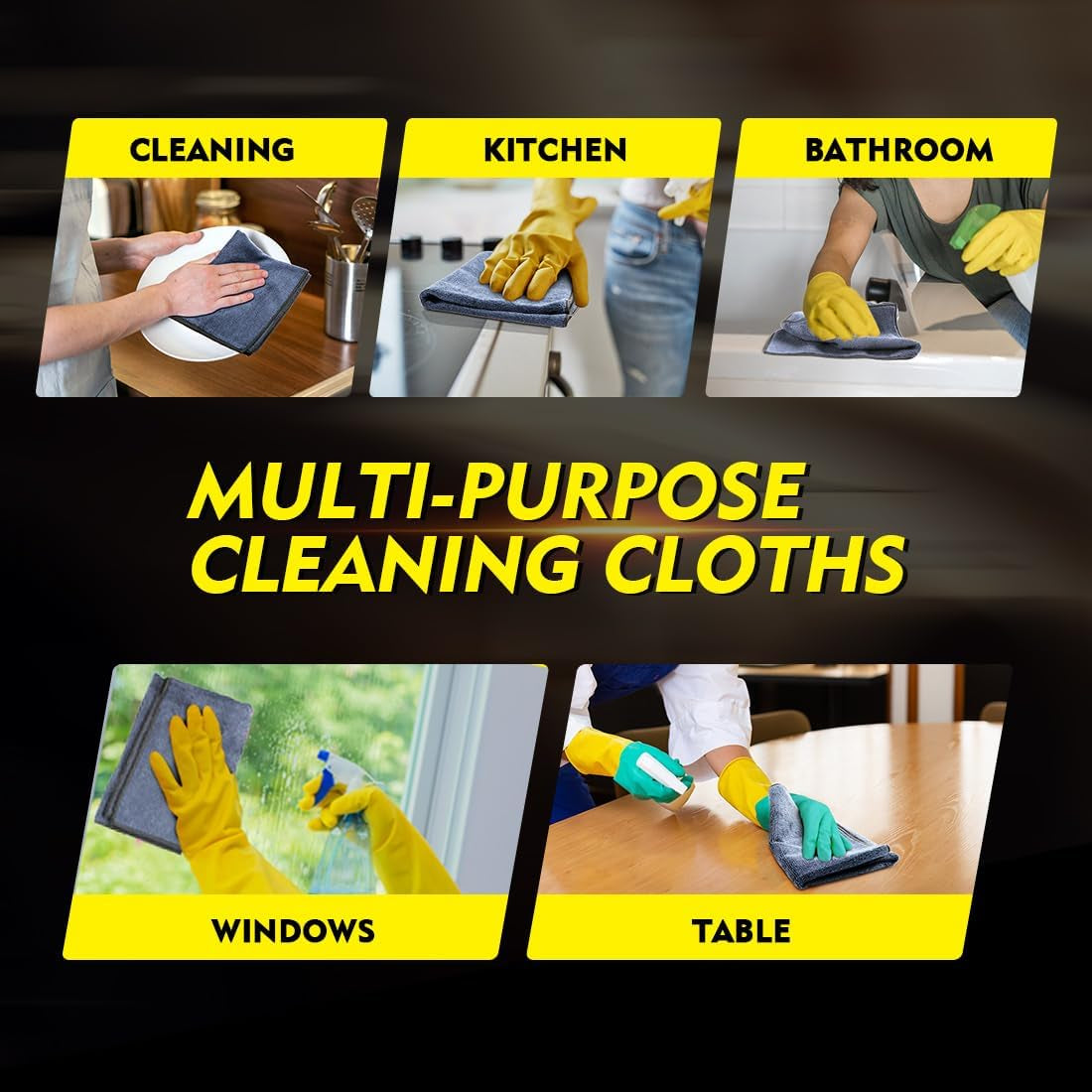 Microfiber Cleaning Cloth 12 Pack, 12.5 X 12.5 Inch Microfiber Towels for Cars, Ultra Absorbent Car Washing Cloth, Lint Free Streak Free Cleaning Rags for Car, Kitchen, and Window (Grey)
