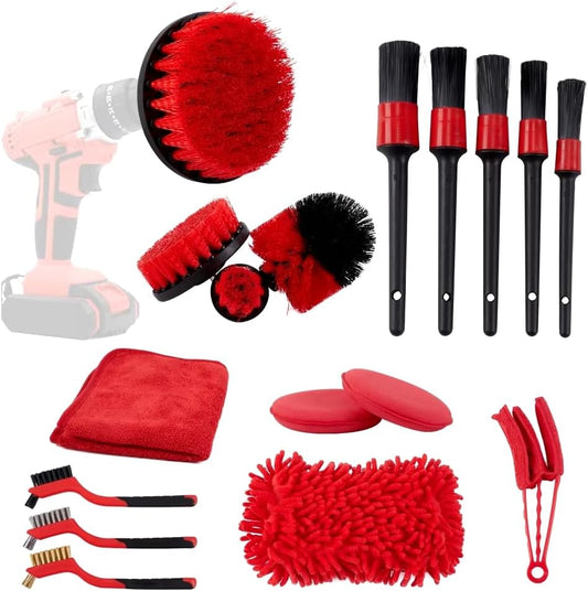 Car Detailing Kit, 20Pcs Professional Car Interior Detailing Kit with Soft-Bristled Brushes, Drill Brush Set, Towels, and More for Interior and Exterior Cleaning