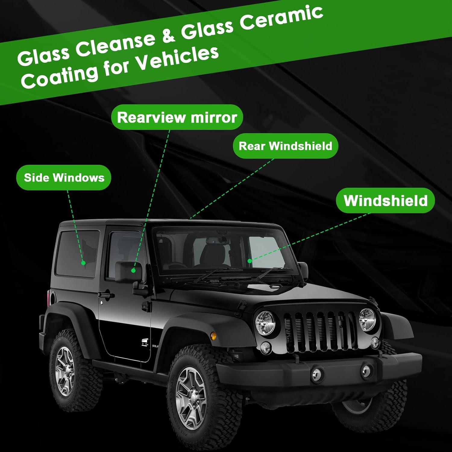 Glass Care Kit,Ceramic Coating for Glass,Hydrophobic Sio2 Windshield Coating,User Friendly Ceramic Tire Coating,Shine Tire Dressing,Tire Coat Spray Safe on Rubber,Vinyl and Plastic