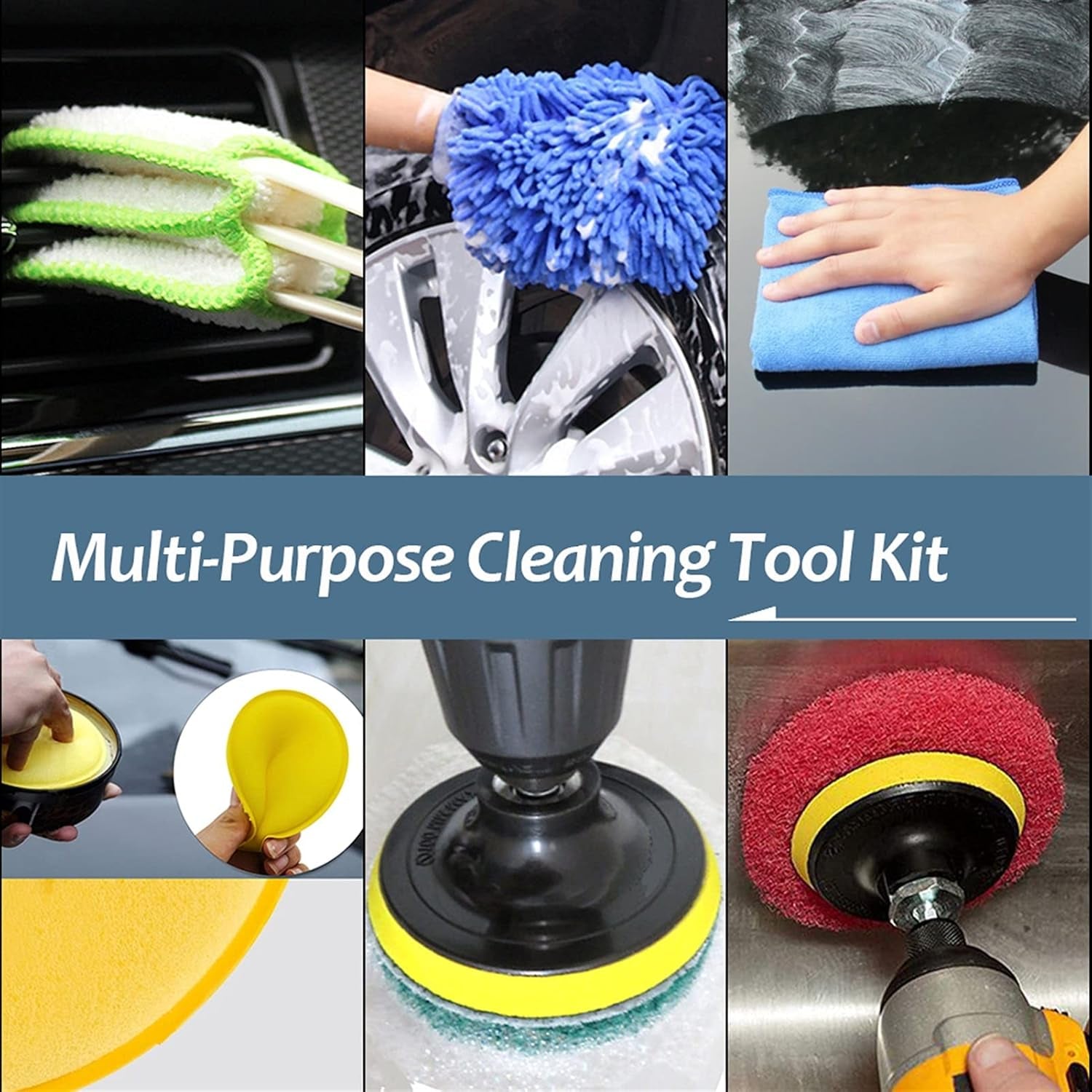 Polishing Pad 30Pcs Detailing Brush Set Power Scrubber Drill Brush Car Detail Brush for Air Vents Car Polish Pad for Glass Tire Rim Cleaning High Chemical Resistance and Durability Perfor