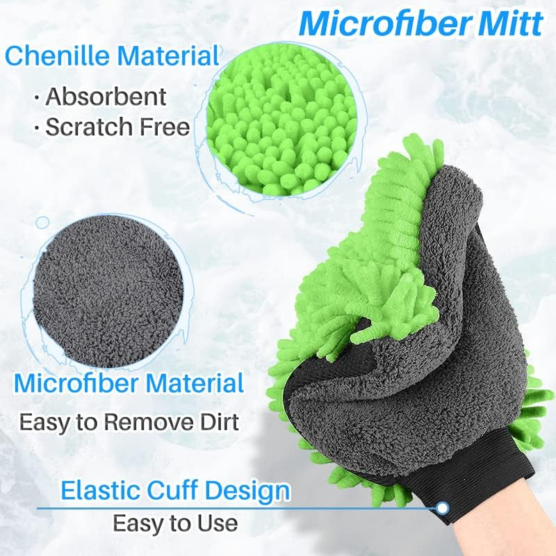 5 Pcs Car Detailing Tools Interior Car Wash Towel Microfiber Car Wash Sponge Mitt Set Scratch Free Premium for Air Vents Dashboard