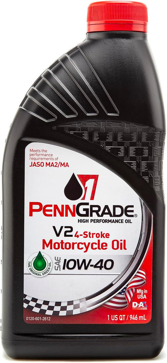 , 71566, V2 4-Stroke Motorcycle Oil SAE 10W-40, 1 Quart (2 Pack)