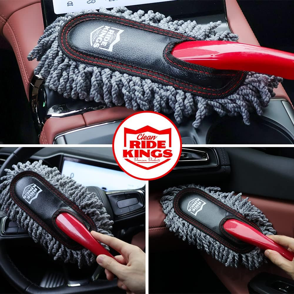 Car Duster Exterior Scratch Free,Car Dusters Extendable Handle Cleaning Exterior,Detailing Brush Kit for Truck,Suv,Caravan,Motorcycle,Wax Cotton Fabric,Waterless Wash Equipment