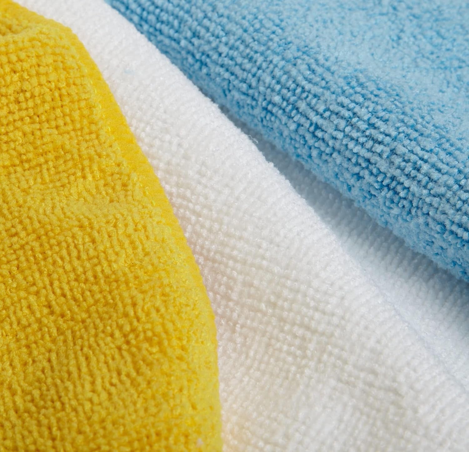Microfiber Cleaning Cloths, Ultra Absorbent, Lint Free, Streak Free, Non-Abrasive, Reusable and Washable, 16" X 12", Blue/White/Yellow, Pack of 24