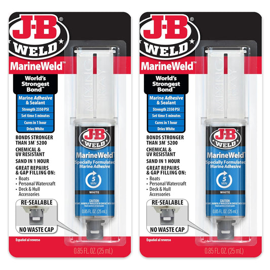 Marineweld Syringe 2-Pack, White, UV Resistant, High-Strength & Impact Resistant, 25Ml 2-Pack, 50172-2