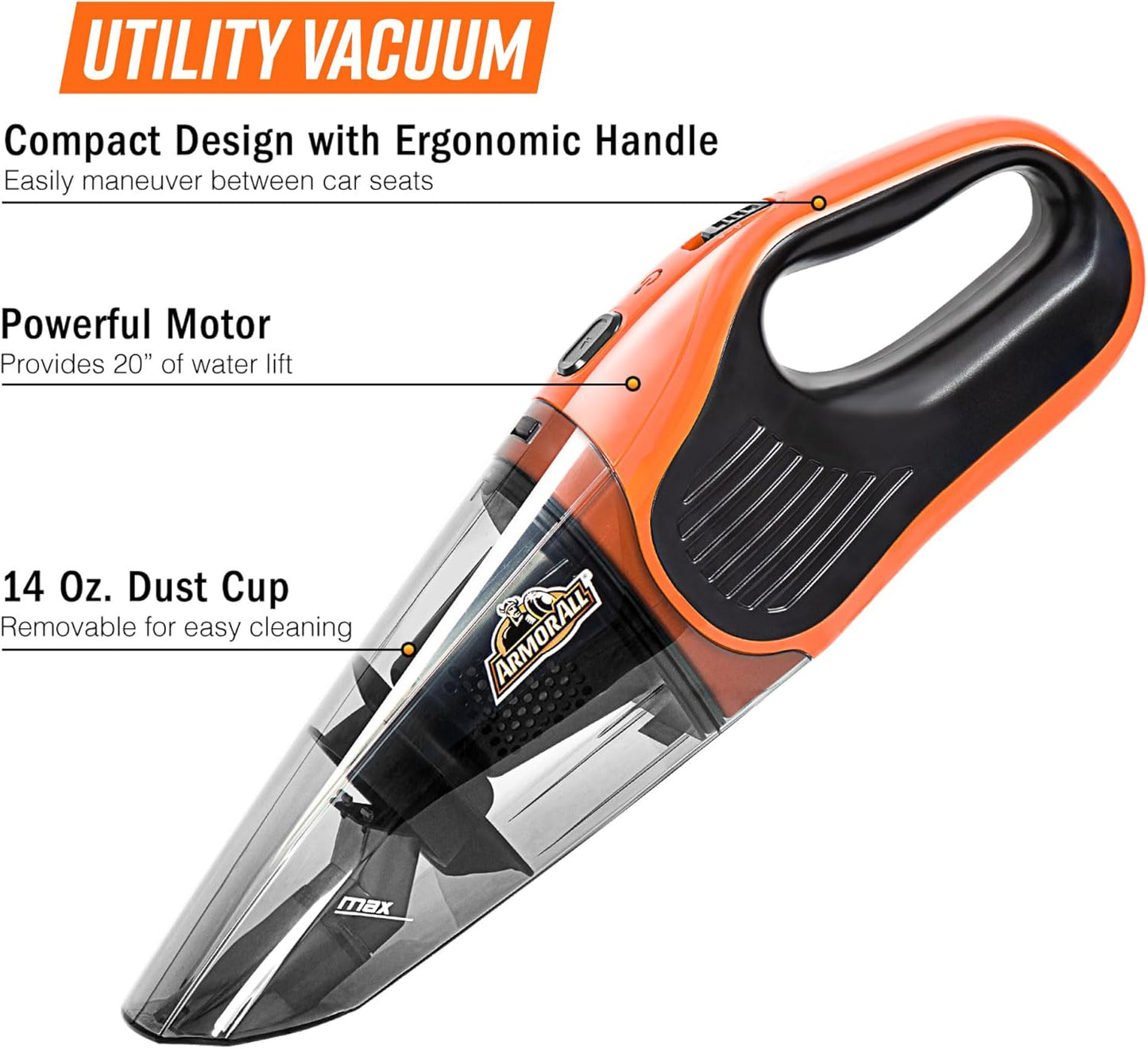 AA07V1 0902 Handheld Car Vac, Orange